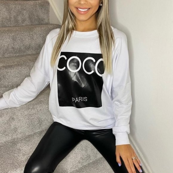 NWT White Coco Paris Oversized Sweatshirt - Picture 3 of 4